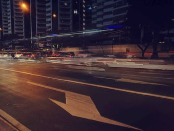 View of city street at night