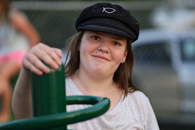 Close-up portrait of smiling girl