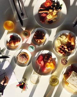 High angle view of food on table