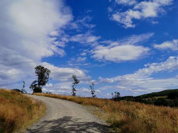 Road amidst field against sky