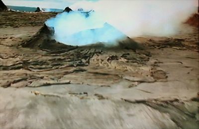 Aerial view of volcanic landscape