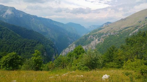 Scenic view of mountains against sky