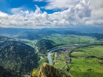 High angle view of landscape against sky