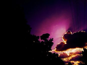 Silhouette of trees against dramatic sky