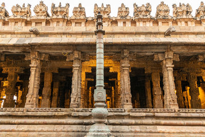 Low angle view of statues at temple