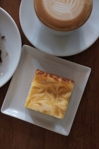 High angle view of coffee on table