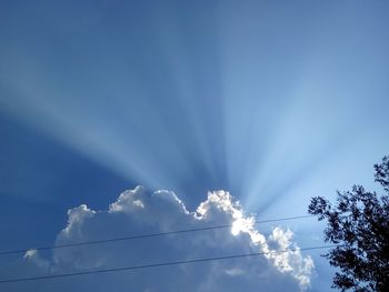 Low angle view of blue sky and clouds