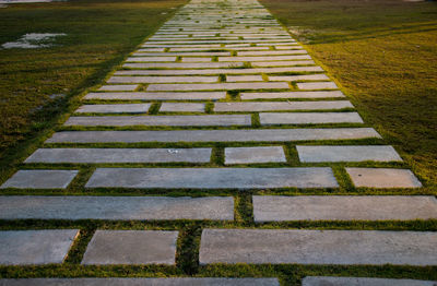 High angle view of footpath in park