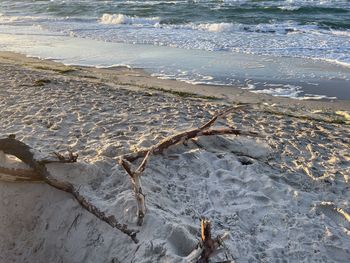 High angle view of sand on beach