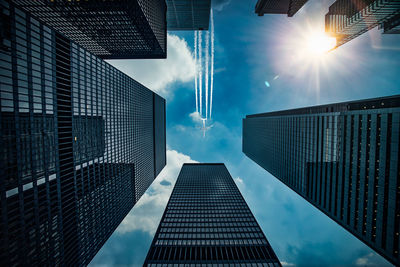 Low angle view of modern buildings against sky