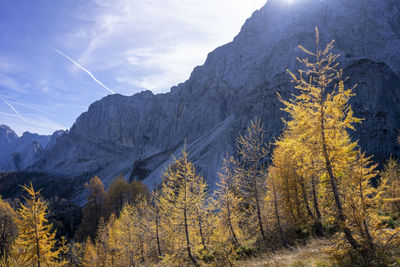 Scenic view of mountains against sky during autumn