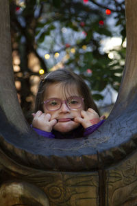 Portrait of girl making face