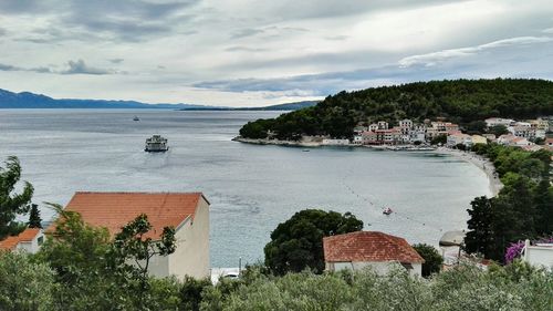 Scenic view of sea against cloudy sky