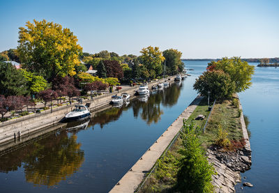 High angle view of bridge over river against sky