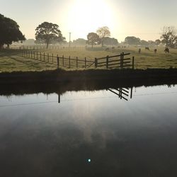 Scenic view of lake against clear sky