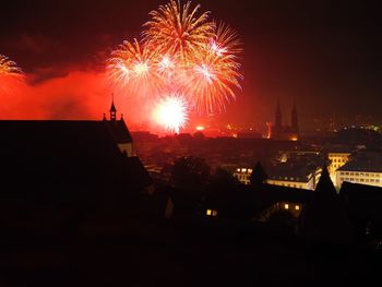 Firework display at night
