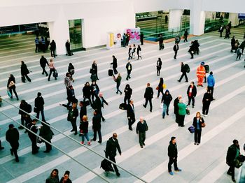 People walking on city street