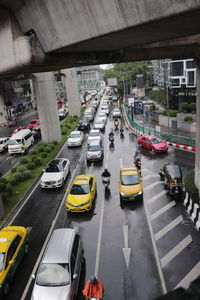 High angle view of traffic on road