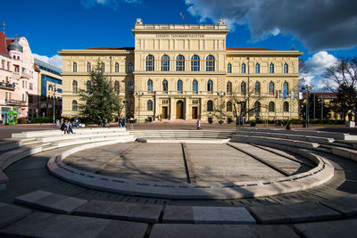 Facade of historical building in city