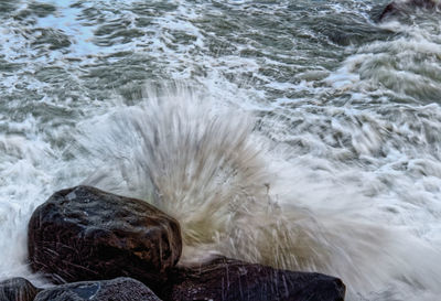 High angle view of sea waves