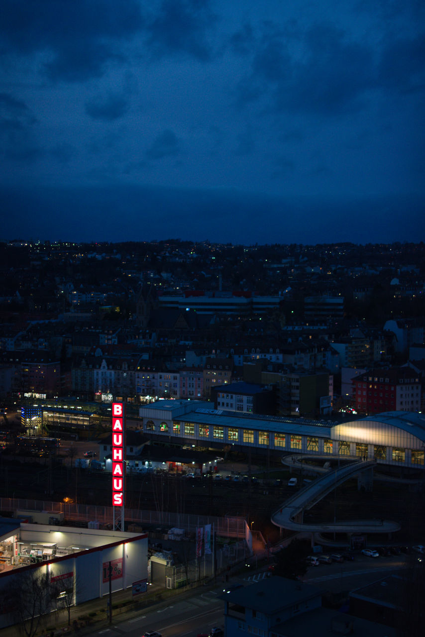 Architecture City Night Built Structure Building Exterior Dusk Illuminated Evening Cityscape Sky Horizon Building Darkness Reflection Travel Destinations High Angle View Transportation Cloud Skyline Nature No People City Life Light Travel Road Wuppertal Wuppertaler Schwebebahn Visiodrom Bauhaus Nordrhein-Westfalen Northrhine Westphalia City At Night