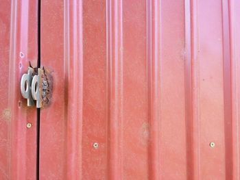 High angle view of closed door