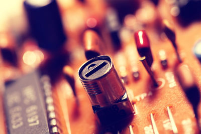 Close-up of headphones on table