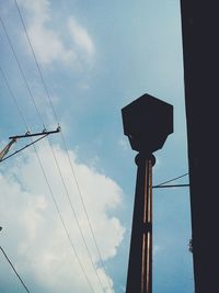 Low angle view of power lines against sky