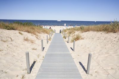 Scenic view of beach against clear sky