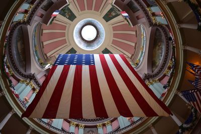 Low angle view of spiral staircase