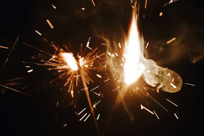 Firework display at night