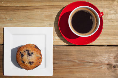 High angle view of breakfast on table