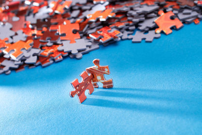 High angle view of toy on table