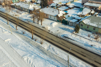 High angle view of railroad tracks