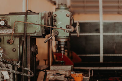 Close-up of old machine part