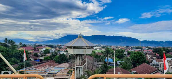 High angle view of townscape against sky