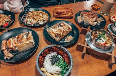 High angle view of food on table