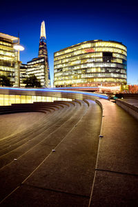 View of city buildings at night