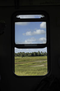 Landscape seen through window