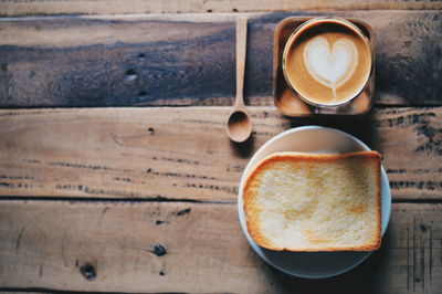 High angle view of coffee on table