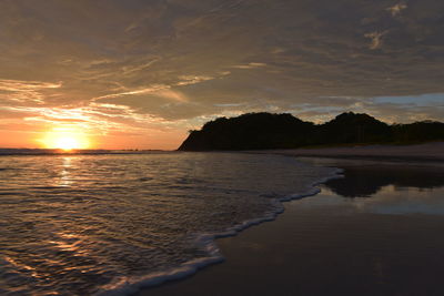 Scenic view of sea at sunset