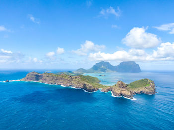Drone view of lord howe island, a pacific subtropical island, belongs to new south wales, australia