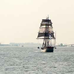 Ship sailing on sea