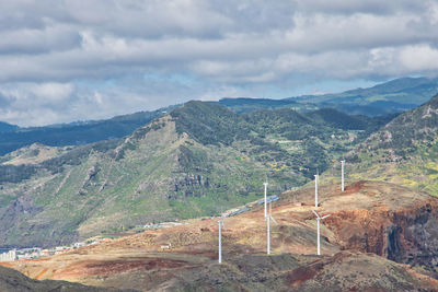 Aerial view of landscape against cloudy sky