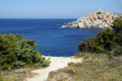 Scenic view of sea against clear sky