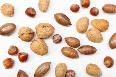 High angle view of food on white background