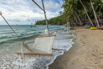 Scenic view of beach against sky