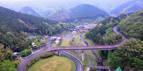 High angle view of bridge in city