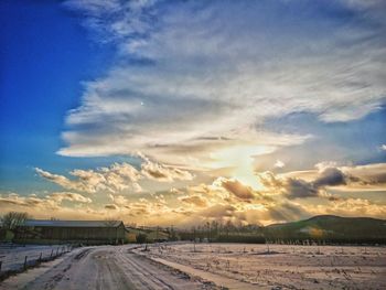 Road against sky during winter