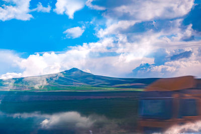 Scenic view of lake and mountains against sky in turkey